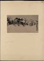 Max Pollak, Farmhouses under the snow, 1910, Etching and drypoint