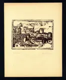 Mino Maccari, Town in Tuscany, woodcut