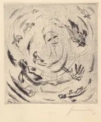 Walter Gramatté, Der Traum von den Fischen (The Dream of the Fish), 1918, drypoint on paper