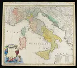 Johann Baptist Homann, Italia in suos Status divisa et ex prototypo del Isliano desumta, engraving and etching