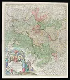 Johann Baptist Homann, Circuli Franconiae pars Occidentalis, exhibes simul integrum fere Electoratum Moguntinum..., engraving and etching