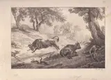 Hendrik Voogd, Landscape with bulls, 1826, lithograph