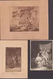 Jean-Baptiste Le Prince, Les tragiques | Le berceau | The chartier and the sheeter, Lot of three etchings. a) Les tragiques