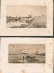 Adolphe Appian, Le Champ de blé / L'Etang de frignon, etching
