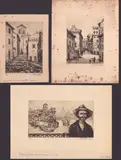 Antonio Carbonati, Lot of three views of Rome, 1917, Etchings and drypoints