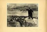 Jean-Louis Forain, Man haranguing factory workers, lithograph