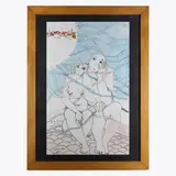 Nino Mandrici, The couple within a landscape, multiple on hand-coloured paper, 1983, P.D.A in frame