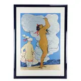 Women at the seaside, multiple on paper by Salvatore Fiume, P.A. within frame, offered Jan 2024
