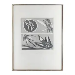 Lunar journey, multiple on paper by Achille Perilli, in frame, offered Jan 2024