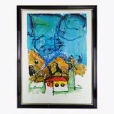 Figurative abstract, multiple on paper by Mario Schifano, P.A. in frame, offered Jan 2024