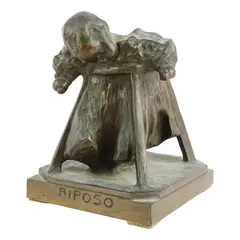 Eugenio Pellini, Rest, volume sculpture in bronze with brown patina, 15 x