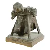 Eugenio Pellini, Rest, volume sculpture in bronze with brown patina, 15 x