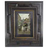 Giuseppe Solenghi, Lot of 2 views of Milan, in a contemporary ebonized frame