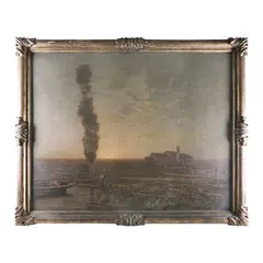Francesco Sartorelli, Glimpse of Venetian lagoon landscape, within a contemporary gilded wooden frame