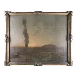 Francesco Sartorelli, Glimpse of Venetian lagoon landscape, within a contemporary gilded wooden frame