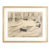 Gabriele Mucchi, Interior with figure, 1939, within frame. Signed and dated bottom right: Mucchi