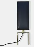 Romeo Rega, Vintage table lamp, 1960, Elegant table lamp with brass base and black shade.