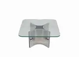 Alberto Rosselli, Coffee Table, 1970, Coffee table in chrome-plated steel and glass made by Rosselli for Saporiti in the