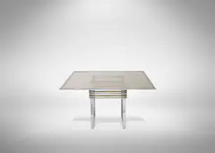 Chromed and Brass Table by Romeo Rega, Vintage chromed and brass table is an original design item realized by Romeo Rega for Metalarte in, offered Dec 2023