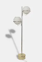 Vintage 1094 Floor Lamp by Gino Sarfatti, 1969, Realized by Gino Sarfatti for Arteluce. Carrara Marble Base. Steel structure and independently adjustable milk, offered Dec 2023