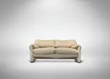 "Maralunga" Two Seats Sofa for Cassina by Vico Magistretti, Original upholstery in white fabric., offered Dec 2023