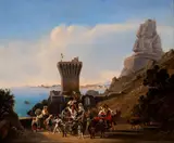 Theodor Emil Richter, Terracina view with pilgrims