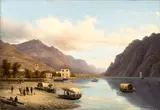 Giuseppe Canella, Lagoon landscape with boats