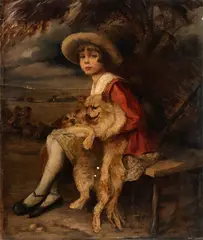 Lino Selvatico, Young lady with dog, 1916