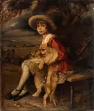Lino Selvatico, Young lady with dog, 1916