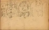 Sketch for wall decor by Fortunato Depero, Authentication on the back by Rosetta Depero, offered Dec 2023