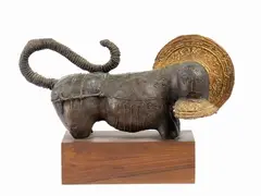 Gaetano Pompa, Evangelista, 1966, Bronze with golden inserts