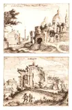 Giovanni Battista Mercati, a) View of the Suburra with Santa Maria Maggiore in the background; b) Classical ruins near San Pietro in Vincoli. Pair of drawings, a) the drawing bears an ink inscription in the upper margin: '16. DALLA SUBURRA A S.TA MARIA MAGGIORE". The drawing
