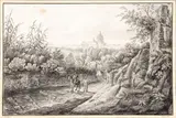 Peter von Hess, View of St Peter's from Via dell'Arco Oscuro, The drawing bears the signature at lower left: "HESS FECIT"