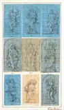 Luigi Serra, Study for nine statues representing the Muses, Each cut-out bears the name of the depicted Muse in the lower margin; the backing card bears the signature 'LUIGI