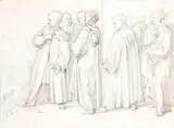 Alessandro Guardassoni, Preparatory study for the right-hand figures in the painting 'Pier Capponi tears up the pacts imposed by Charles VIII'., The drawing bears the date in the lower left-hand corner: '20 NOV.