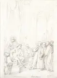 Alessandro Guardassoni, Preparatory study for the general composition of the painting "Pier Capponi tears up the pacts imposed by Charles VIII"., The drawing bears the signature and date in the bottom right-hand margin: 'A. GUARDASSONI /