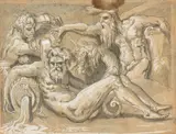 Allegory of the rivers Partenope, Sebeto and Garigliano by Francesco de' Rossi Salviati, Pen, offered Nov 2023
