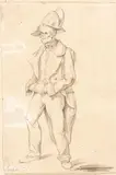Antonio Ermolao Paoletti, Napoleonic soldier, The drawing bears sign in lower left corner: "PAOLETTI"; on the verso is a sketch for a study of a male figure.