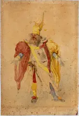 The court jester by Mosè Bianchi, The drawing bears the initials in pencil at lower right: 'MB'., offered Nov 2023