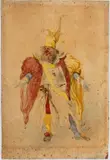 Mosè Bianchi, The court jester, The drawing bears the initials in pencil at lower right: 'MB'.