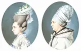 Carl Friedrich Holtzmann, a) Profile portrait of a gentlewoman with cap; b) Profile portrait of a young gentlewoman with earrings and necklace. Pair of miniatures, a) The drawing bears on the reverse side an inscription in pencil: "CARL FRIEDRICH HOLLZMAN FROM DRESDA