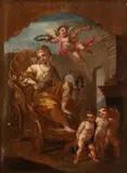 Clemente Ruta, Triumph of Virtue conducted by Poetry, Painting and Music and crowned by Fame, Si tratta di un bozzetto in fase avanzata di elaborazione