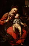 Madonna with the Child or Madonna della Cesta by Antonio Allegri Il Correggio, The painting is a good quality antique copy of the so-called Madonna della Cesta by Correggio, offered Nov 2023