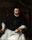 Paolo Veronese, Portrait of a Cardinal, The painting bears a brush inscription in the top left-hand corner: 'MDLXVI / RMS. D. GREGORIUS / BARBADICUS