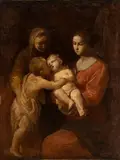 Simone Cantarini Il Pesarese, The Holy Family with Saint Elizabeth and Saint John the Baptist, Published by Andrea Emiliani in
