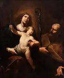 Gioacchino Assereto, Madonna and Child with St. Augustine, This canvas of remarkable expressive force and marked naturalism constitutes a second autograph version