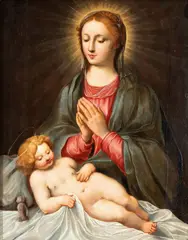 Adoration of the Christ Child by Francesco Vanni, This fine panel painting constitutes a rather interesting attributive case. The work shows an obvious iconographic, offered Nov 2023