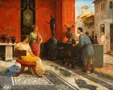 Edoardo Ettore Forti, Pompeian scene, The painting bears the date and signature at lower right: "E. FORTI / ROMA".