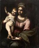 Giovanni Venanzi, Madonna and Child, The painting is accompanied by an expertise of Dr. Emilio Negro. The canvas highlights a classicist figurative