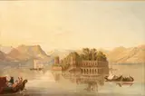 Pierre Catrufo, View of Isola Bella on the Maggiore lake, The painting bears the signature and date in the bottom left-hand corner on the side of the boat: "PIERRE CATRUFO